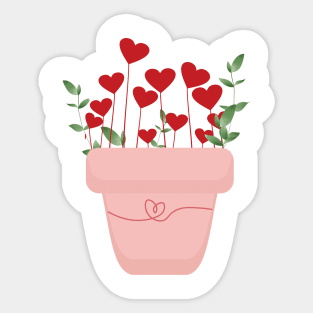 heart plant pot for lovers Sticker